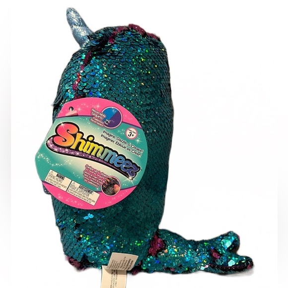 💜 Shimmeez Reversible Sequins Stuffy | Arlo Narwhal | Purple & Blue | NWT - Picture 3 of 10